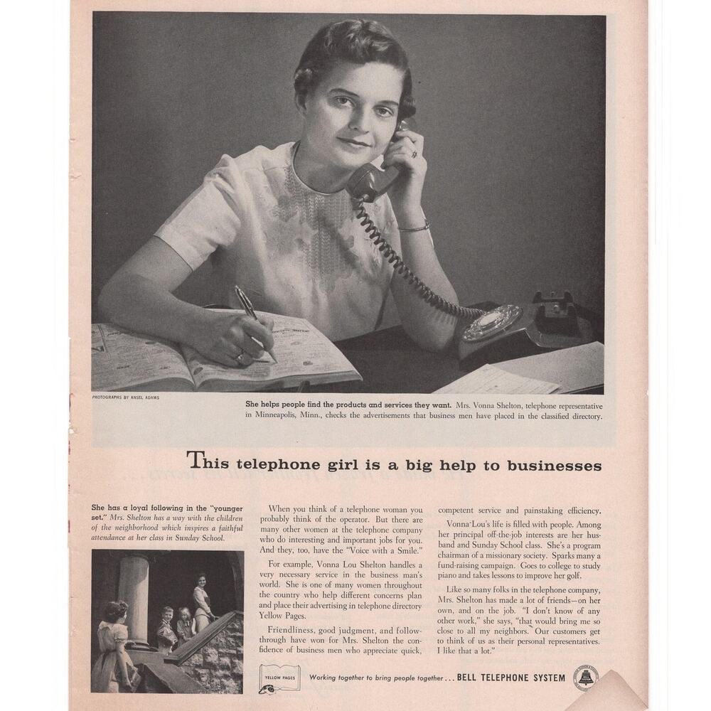 Bell Telephone System Magazine Advertisement 1958 Vtg Communication Ansel Adams